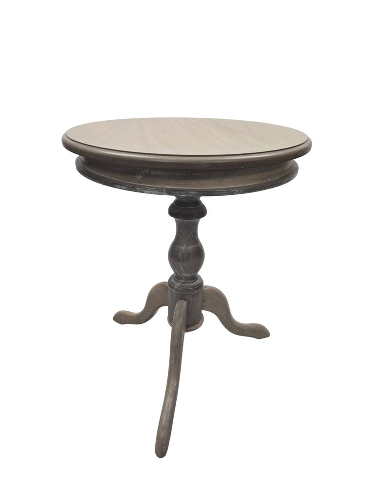 25" Natural Solid Wood Round Pedestal End Table