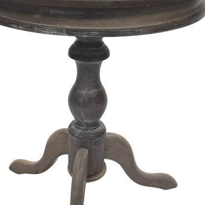 25" Natural Solid Wood Round Pedestal End Table