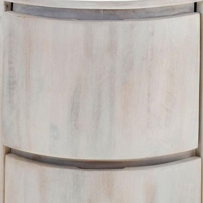 24" White Solid Wood Round Drum End Table With Two Drawers