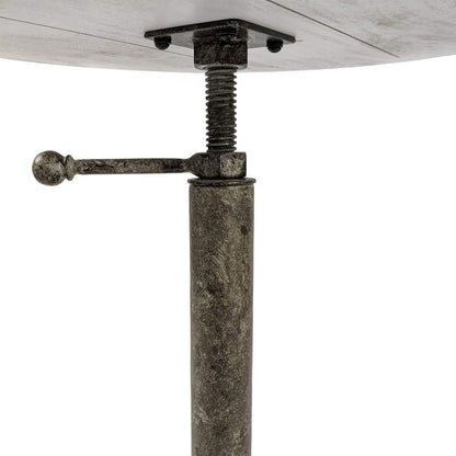 22" Natural and Black Solid Wood and Metal Height Adjustable Round Pedestal End Table