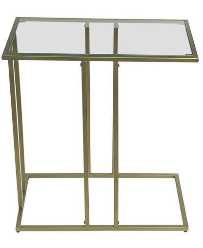 26" Clear and Antiqued Gold Glass and Iron Frame End Table
