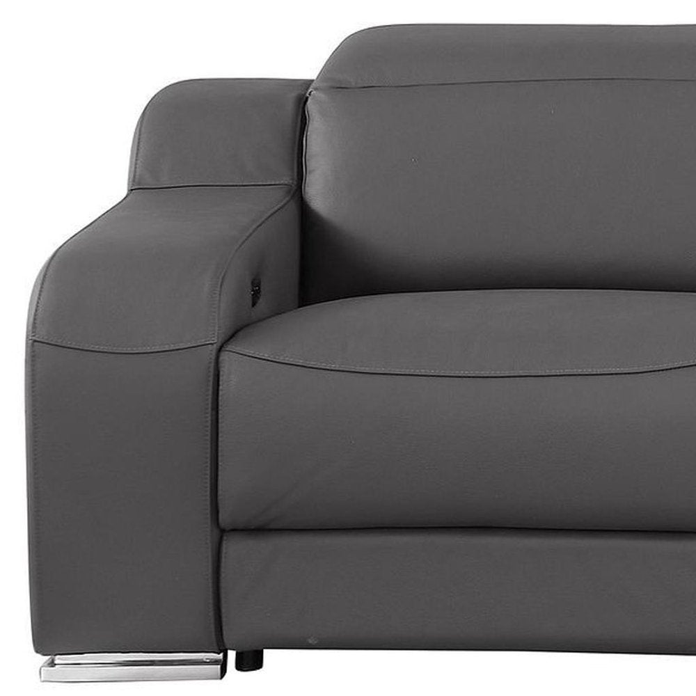 103" Chestnut Italian Leather Reclining USB Sofa