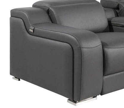 103" Chestnut Italian Leather Reclining USB Sofa