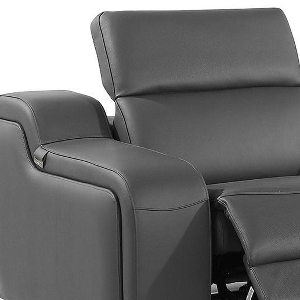 129" Chestnut Italian Leather Reclining USB Sofa