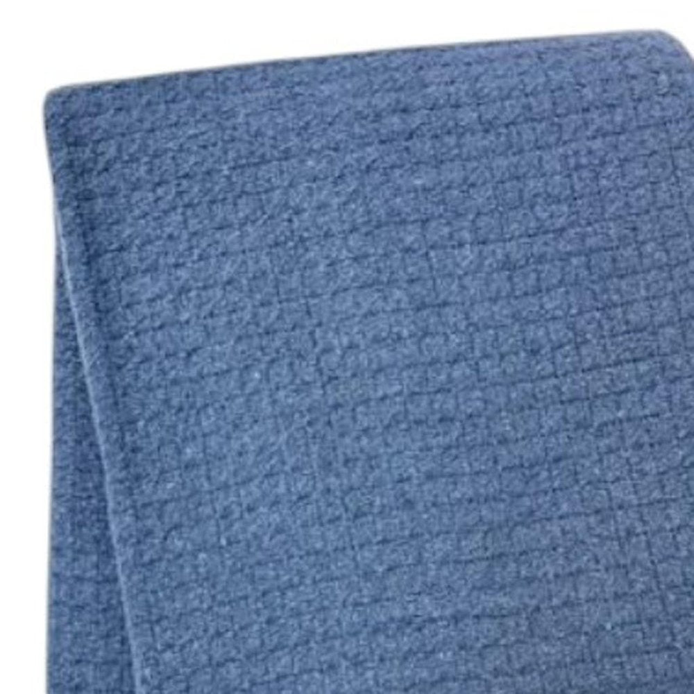 50" X 67" Denim Blue Cotton Blend Woven Throw Blanket with Fringe
