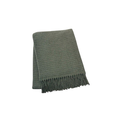 50" X 67" Olive Green Cotton Blend Throw Blanket with Fringe