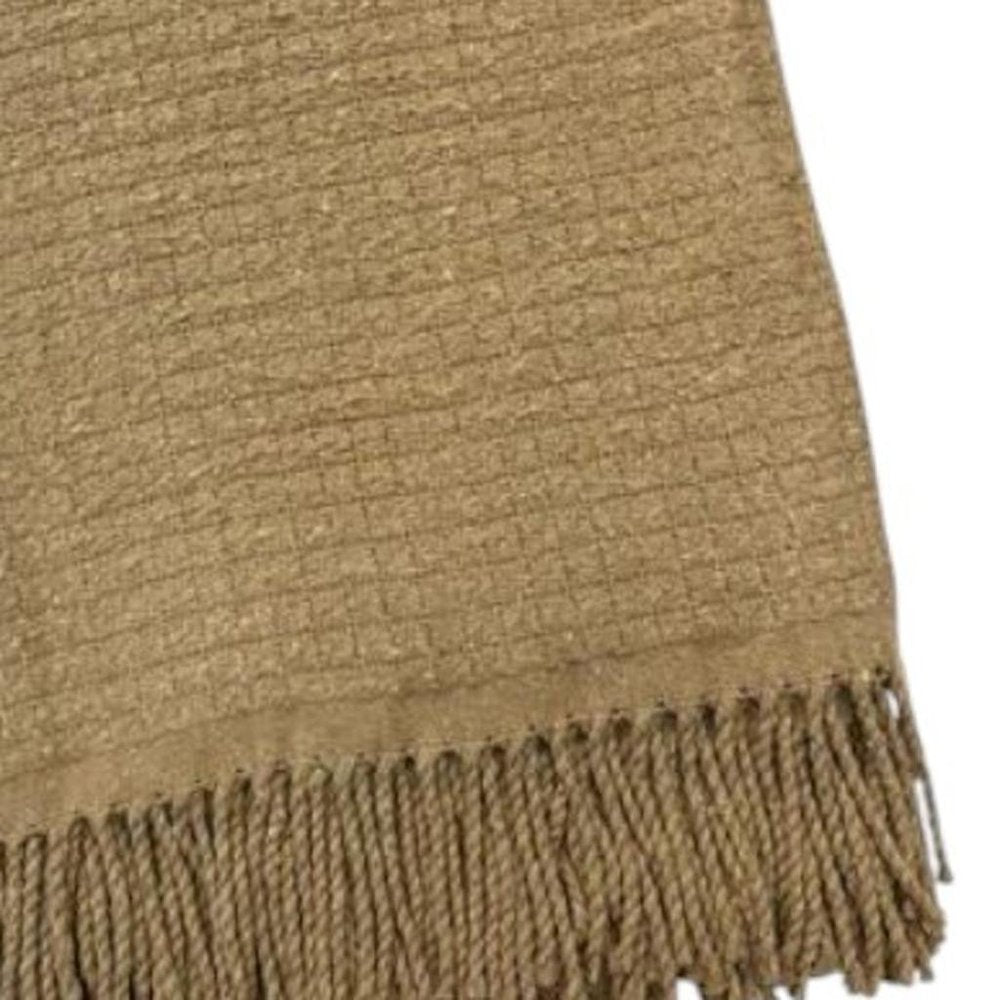 50" X 67" Stone Cotton Blend Woven Throw Blanket with Fringe