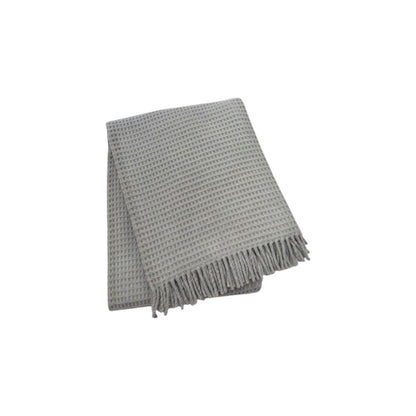 55" X 70" Light Gray Cotton Blend Waffle Weave Throw Blanket with Fringe