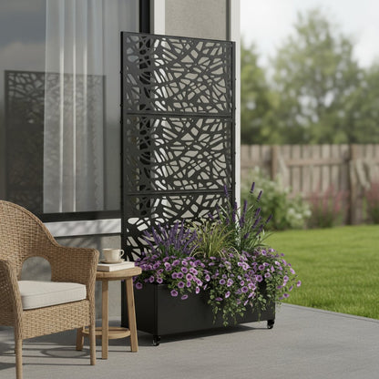 72" X 35" Black Metal Rectangular Planter Box