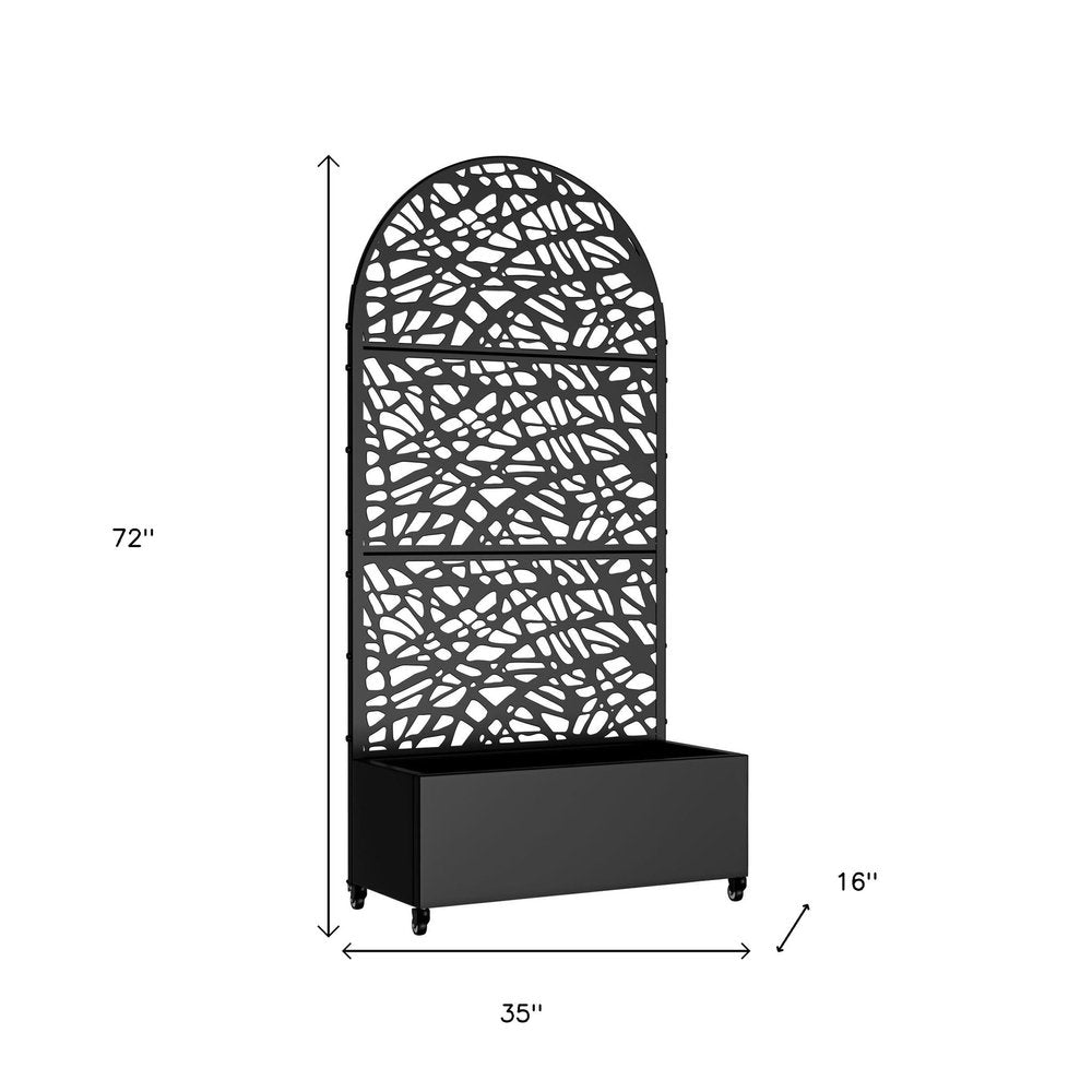 72" X 35" Black Metal Rectangular Planter Box