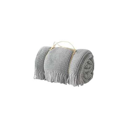 55" X 70" Sage And Gray Cotton Blend Woven Checkered Plush Throw Blanket with Fringe