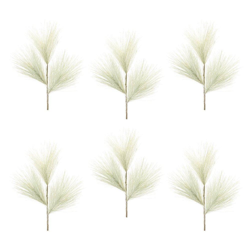 Set of Six 29" Green And White Artificial Pine Tree