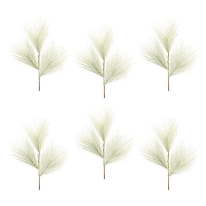 Set of Six 29" Green And White Artificial Pine Tree
