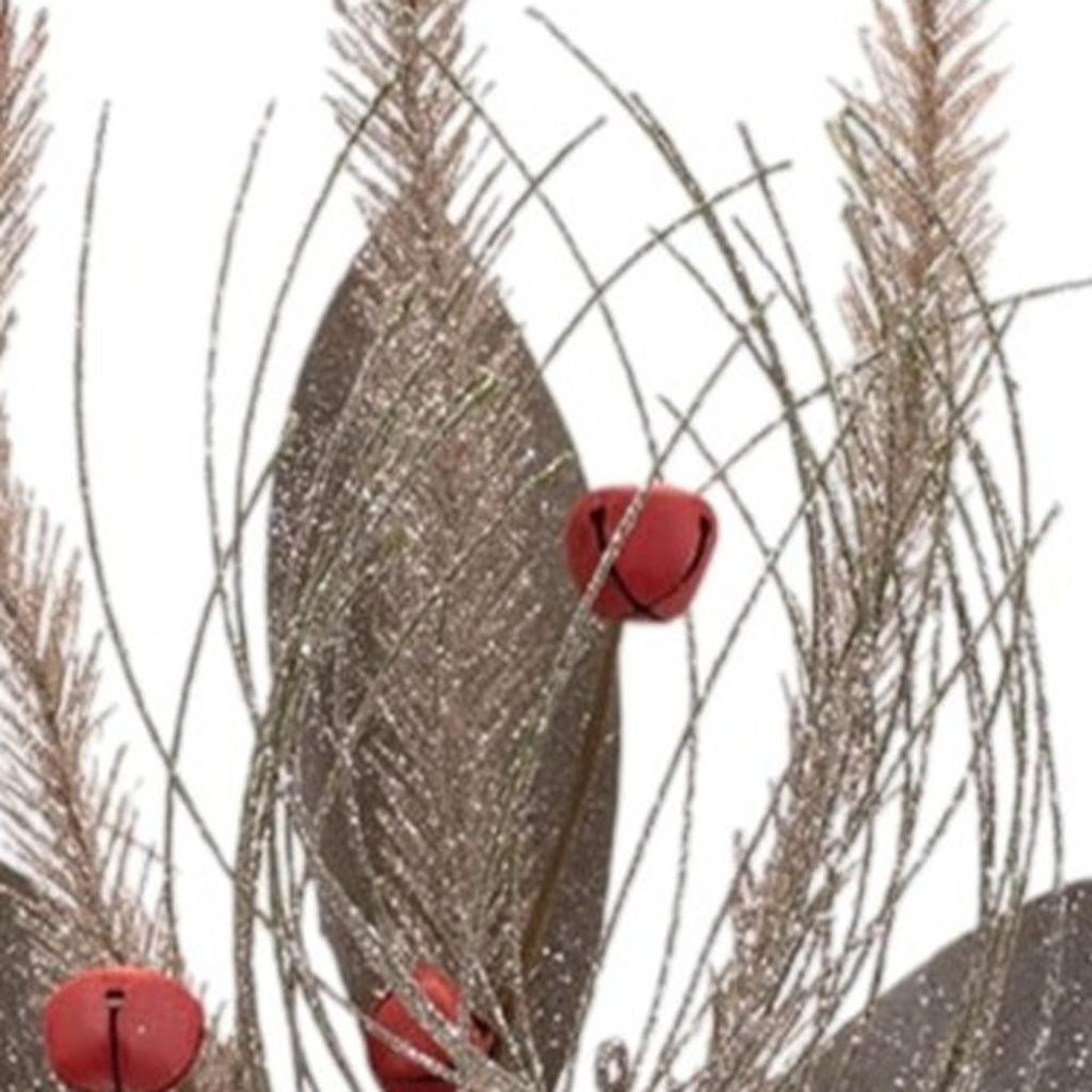 Set of Six 18" Silver Champagne And Red Artificial Pine Tree