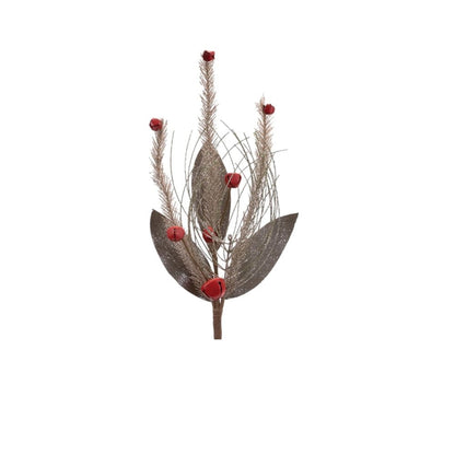 Set of Six 18" Silver Champagne And Red Artificial Pine Tree