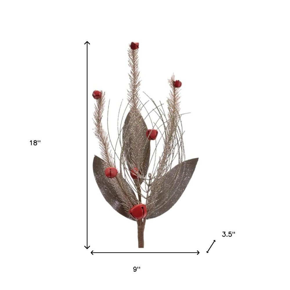 Set of Six 18" Silver Champagne And Red Artificial Pine Tree