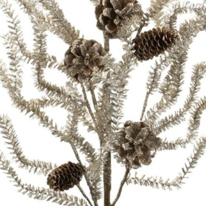 Set of Six 12" Silver And Brown Artificial Pine