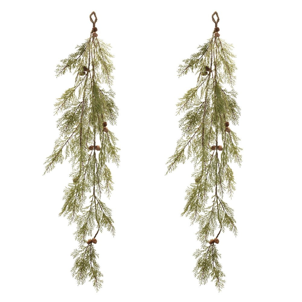 Set of Two 12" Green And Brown Artificial Pine