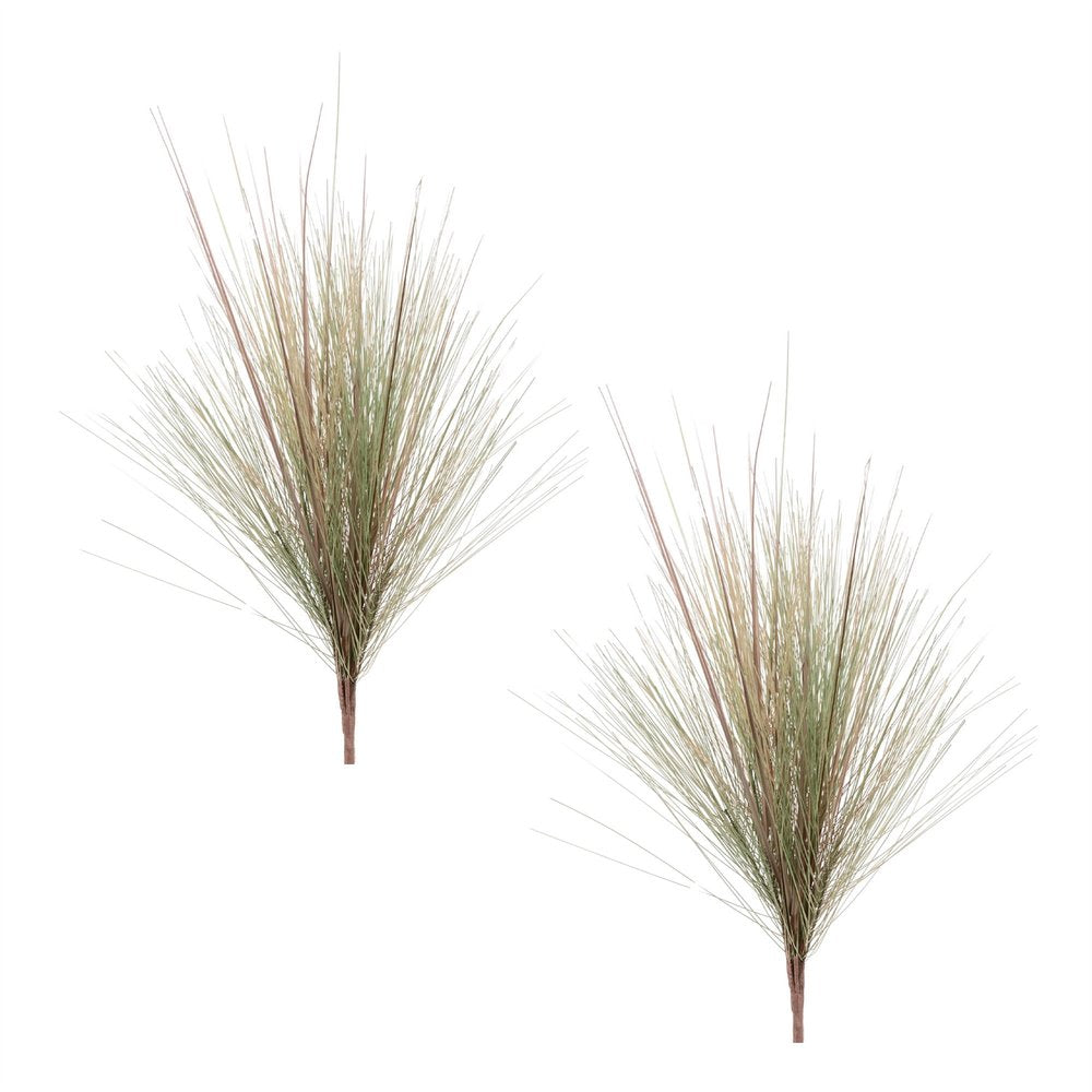 Set of Two 15" Green And Brown Artificial Foliage