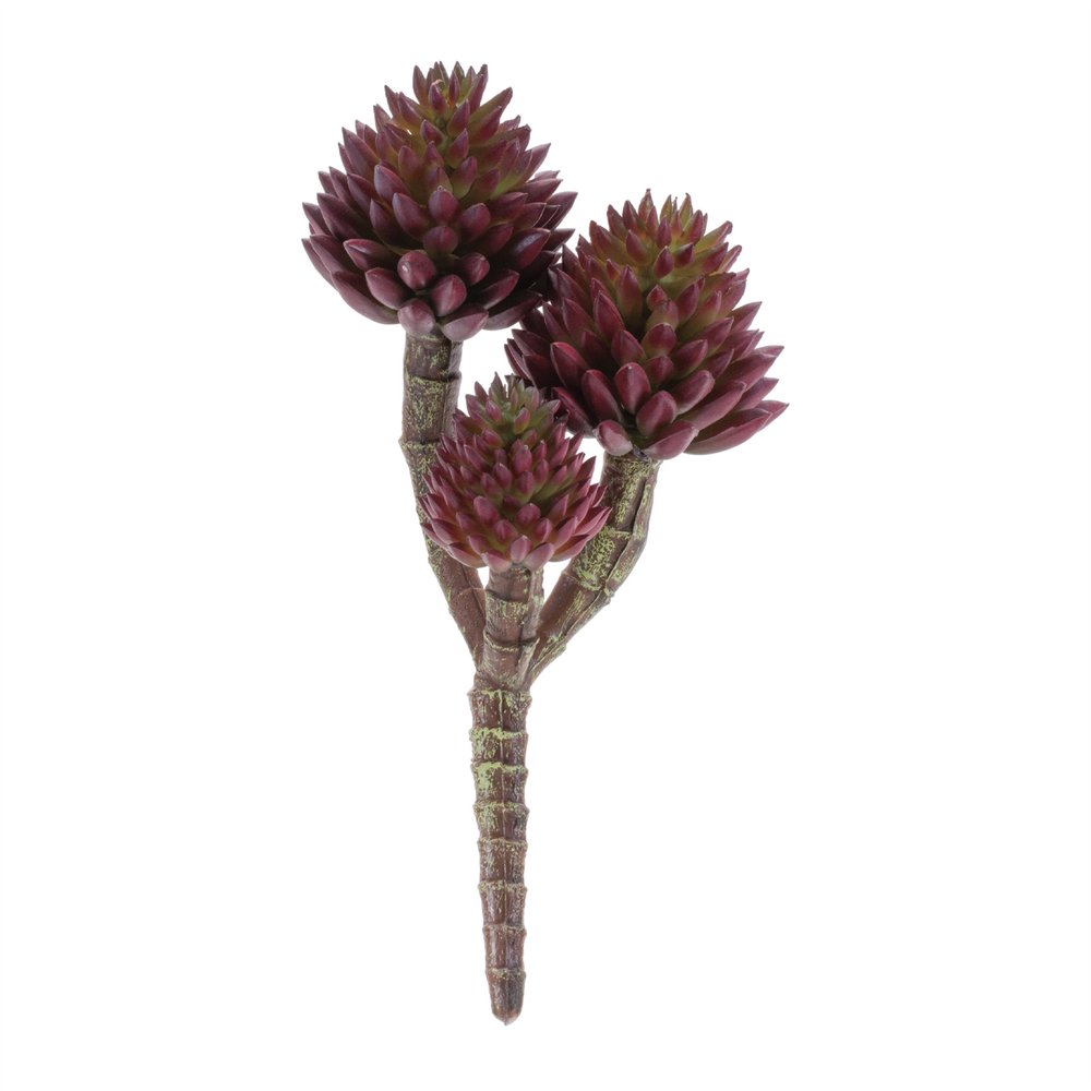 Set of Six 8" Burgundy Brown And Green Artificial Succulent