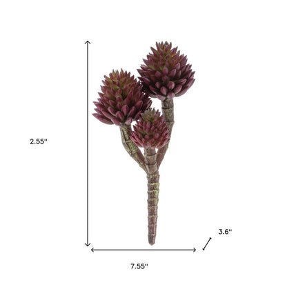 Set of Six 8" Burgundy Brown And Green Artificial Succulent