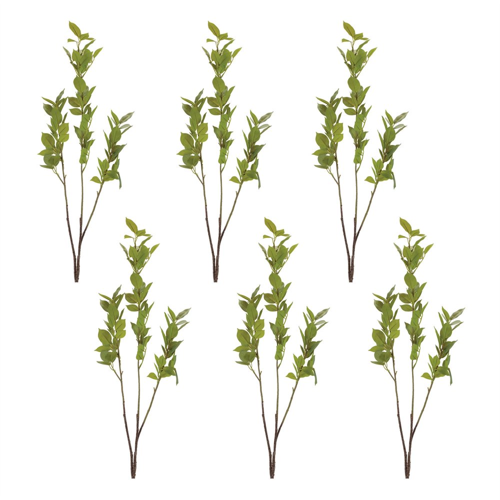 Set of Six 3" Green And Brown Artificial Foliage Tree