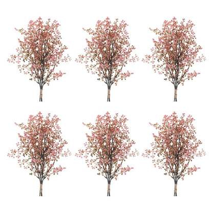 Set of Six 8" Pink And Green Artificial