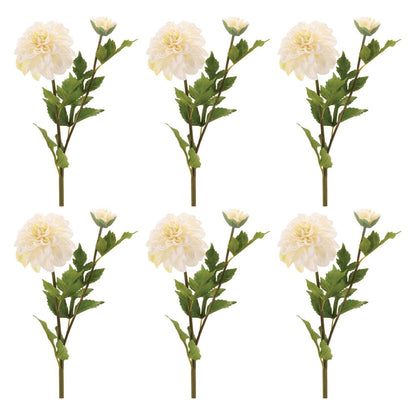 Set of Six 3" White Ivory And Green Artificial Flowering Tree