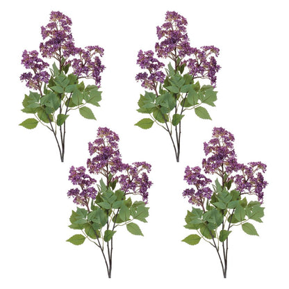 Set of four 4" Purple Green And Brown Flowering Artificial Tree