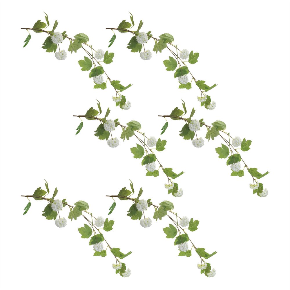 Set of Six 40" White Green And Brown Artificial Flowering Tree