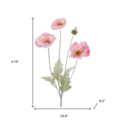 Set of Six 25" Pink And Green Artificial Flowering