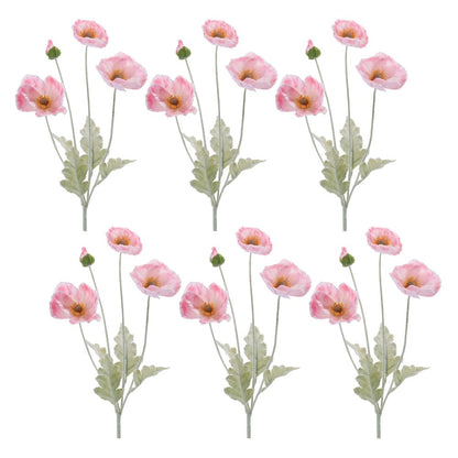 Set of Six 25" Pink And Green Artificial Flowering