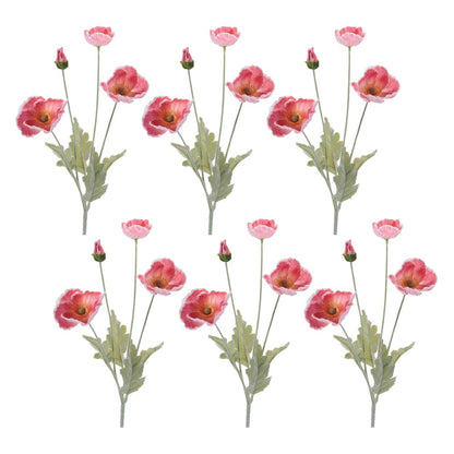 Set of Six 25" Red And Green Artificial Flowering