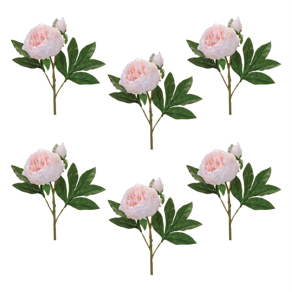 Set of Six 5" Pink White And Green Artificial Flowering Tree