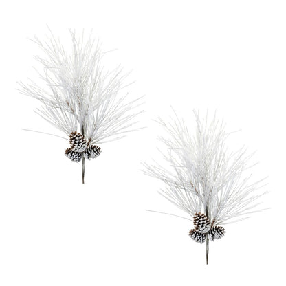 Set of Two 36" White Brown And Green Artificial Pine