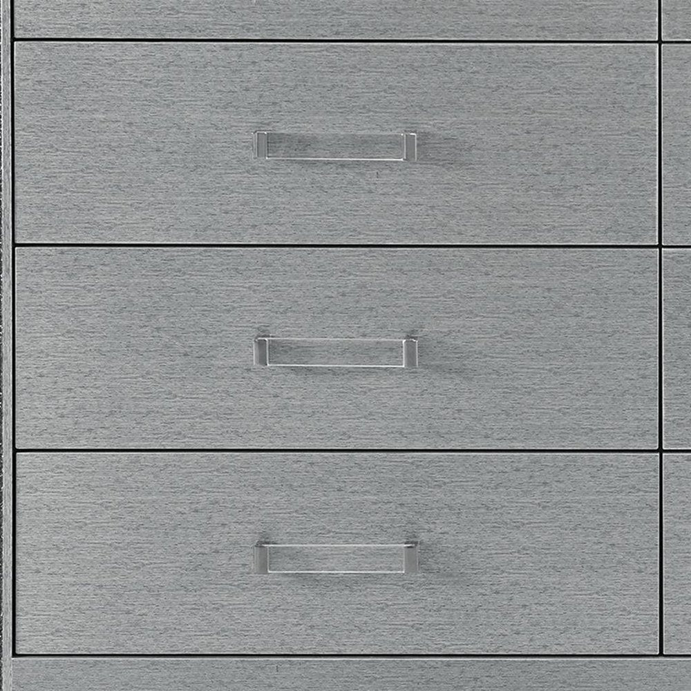 62" Silver Wood Six Drawer Double Dresser