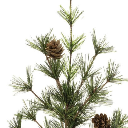 10" Green And Brown Artificial Pine In Round Brown Metal Pot