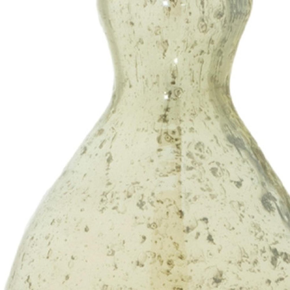 Set of Three Sage Green Seeded Bubble Glass Table Vases