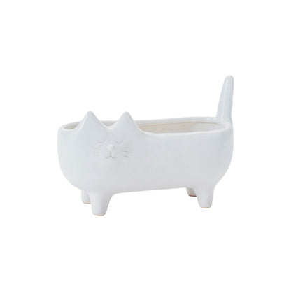Set of Two White Ceramic 1 Ounce Statue Planters