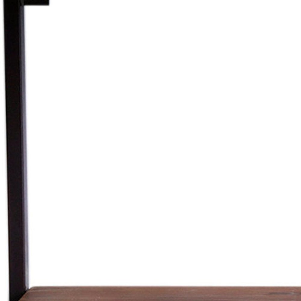 36" Set Of Two Black And Brown Wood And Metal Two Level Accent Shelf
