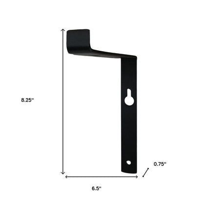 7" Set Of Two Black Metal Wall Mounted Shelf Brackets