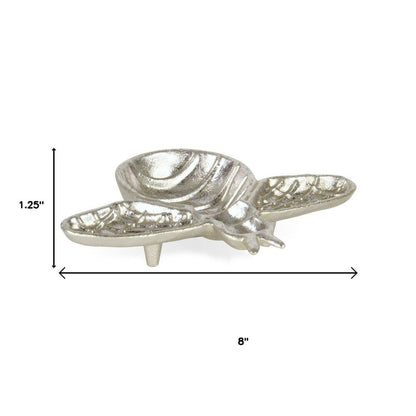 8" Silver Cast Iron Bumble Bee Trinket Tray