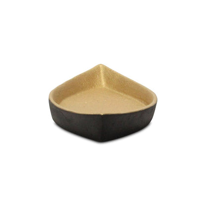 10" Black And Gold Cast Iron Oval Boat Shaped Tray