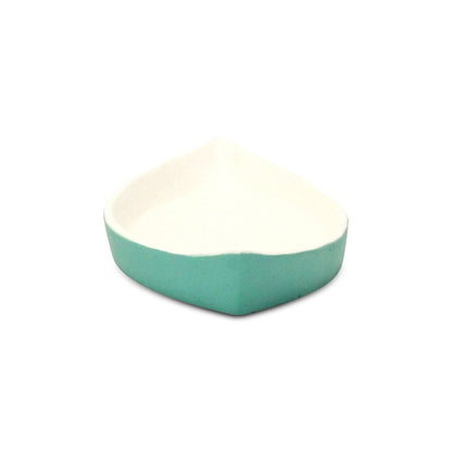 10" Aqua And White Cast Iron Oval Boat Shaped Tray