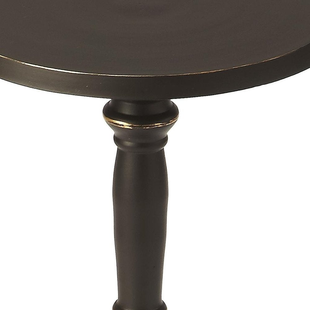 22" Black Aluminum Round Drink Size Pedestal End Table