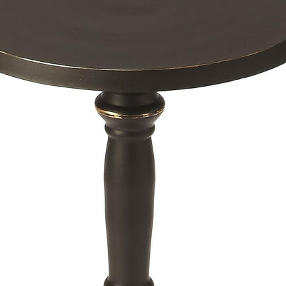 22" Black Aluminum Round Drink Size Pedestal End Table