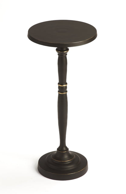 22" Black Aluminum Round Drink Size Pedestal End Table