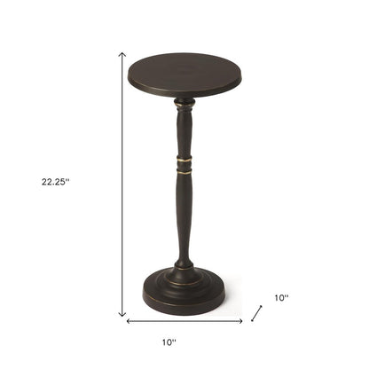 22" Black Aluminum Round Drink Size Pedestal End Table