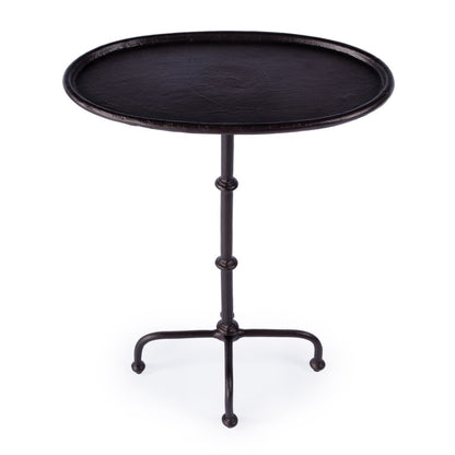 20" Black Aluminum Oval Outdoor Pedestal Side Table
