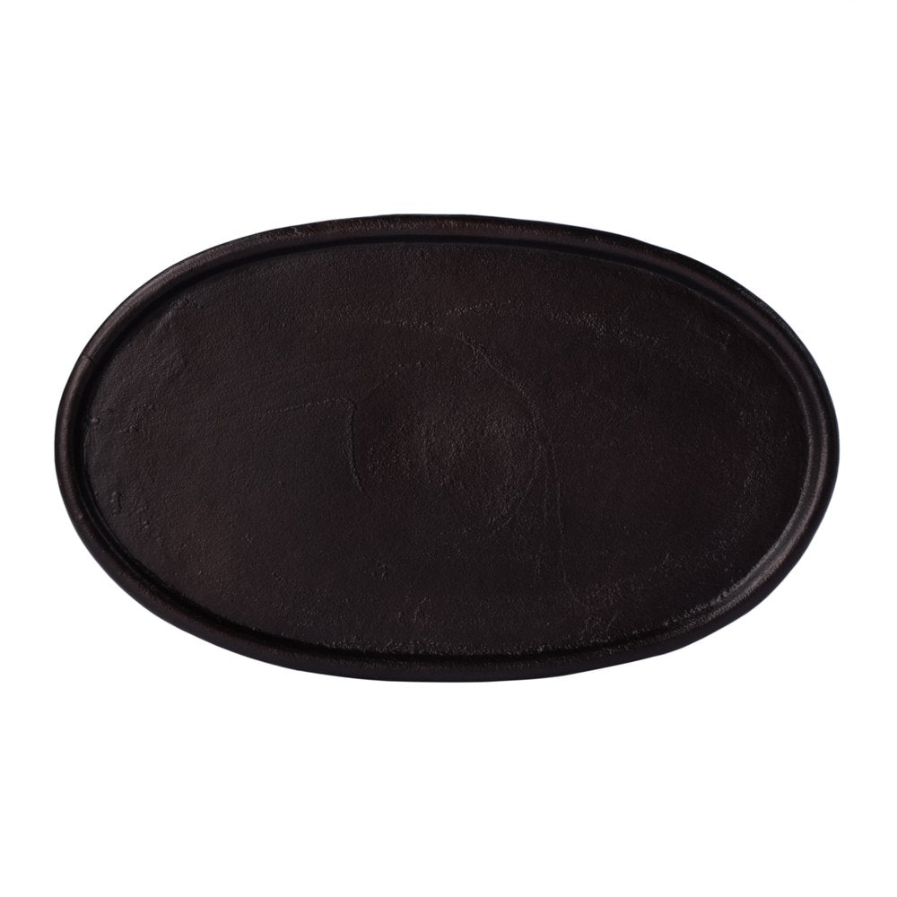 20" Black Aluminum Oval Outdoor Pedestal Side Table